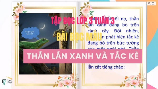 Bài đọc mẫu Thằn lằn xanh và tắc kè